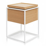 Ex Display - Cane Scandinavian Oak Side Table - White Frame Bedside Table Iggy-Core