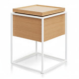 Ex Display - Cane Scandinavian Oak Side Table - White Frame Bedside Table Iggy-Core
