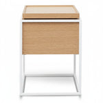 Ex Display - Cane Scandinavian Oak Side Table - White Frame Bedside Table Iggy-Core