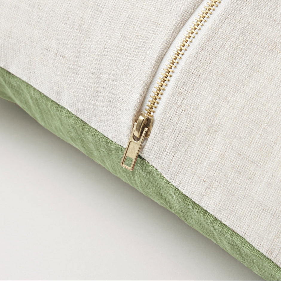 Ex Display - Charlie 50cm Square Cushion - Sage with Feather Inserts Cushion Warran-Local