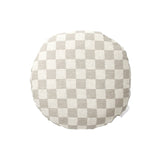 Ex Display - Check 40cm Round Cushion - Mist with Feather Insert Cushion Warran-Local