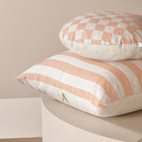 Ex Display - Check 40cm Round Cushion - Rose with Feather Insert Cushion Warran-Local