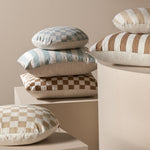 Ex Display - Check 40cm Round Cushion - Sky with Feather Insert Cushion Warran-Local