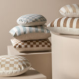 Ex Display - Check 40cm Round Cushion - Sky with Feather Insert Cushion Warran-Local