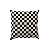 Ex Display - Check 50cm Square Cushion - Black with Feather Insert Cushion Warran-Local