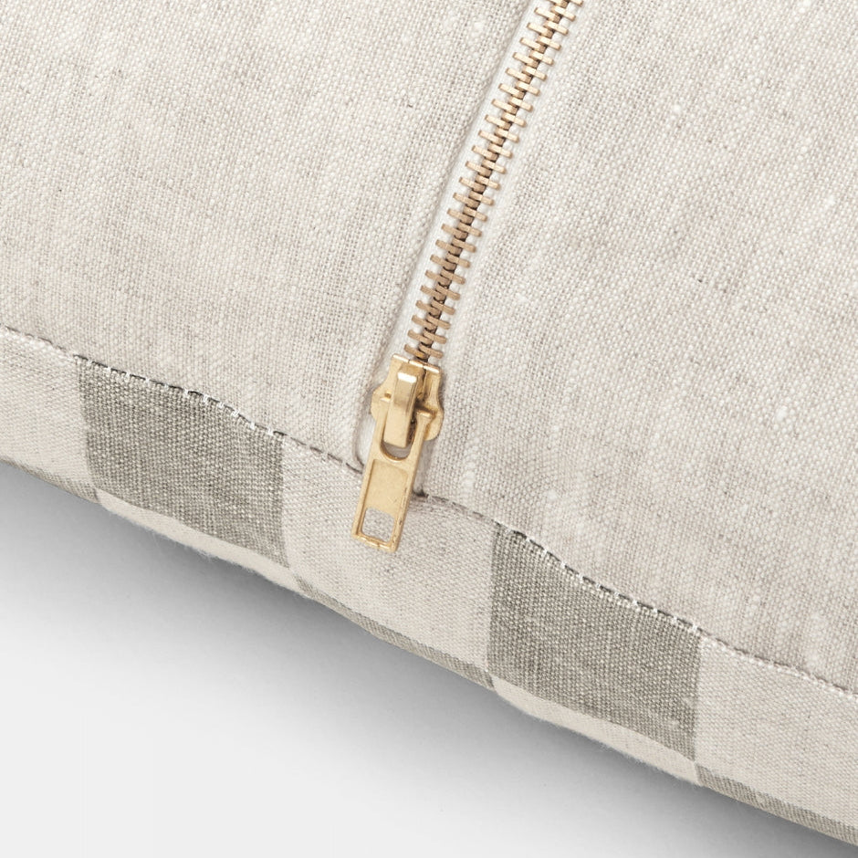 Set of 2 - Check 50cm Square Cushion - Mist with Feather Insert Cushion Warran-Local