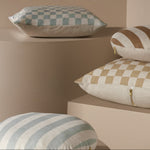 Ex Display - Check 50cm Square Cushion - Sky with Feather Insert Cushion Warran-Local