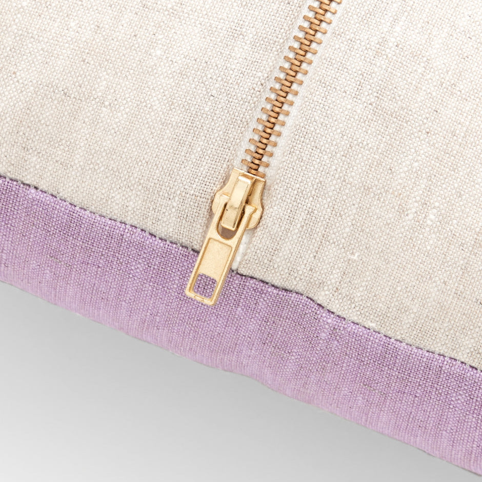 Ex Display - Check Stripe 60cm Square Cushion - Lavender Cushion Warran-Local