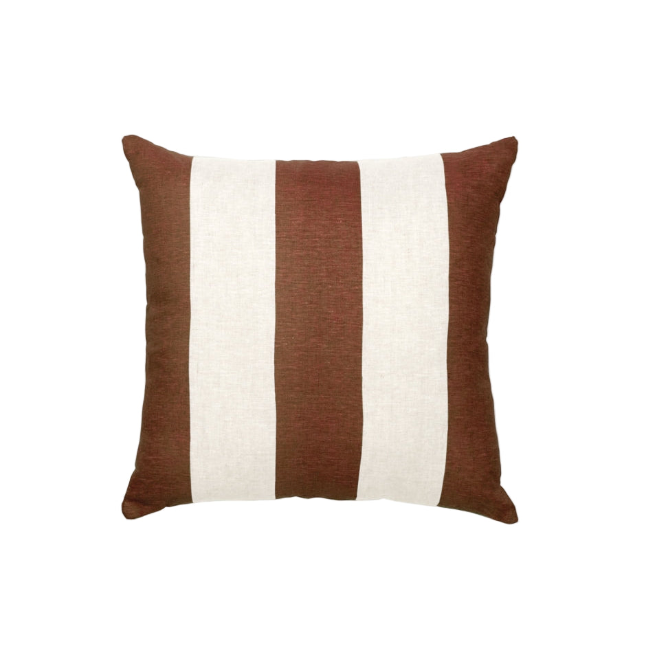 Ex Display - Check Stripe 60cm Square Cushion - Rust Cushion Warran-Local