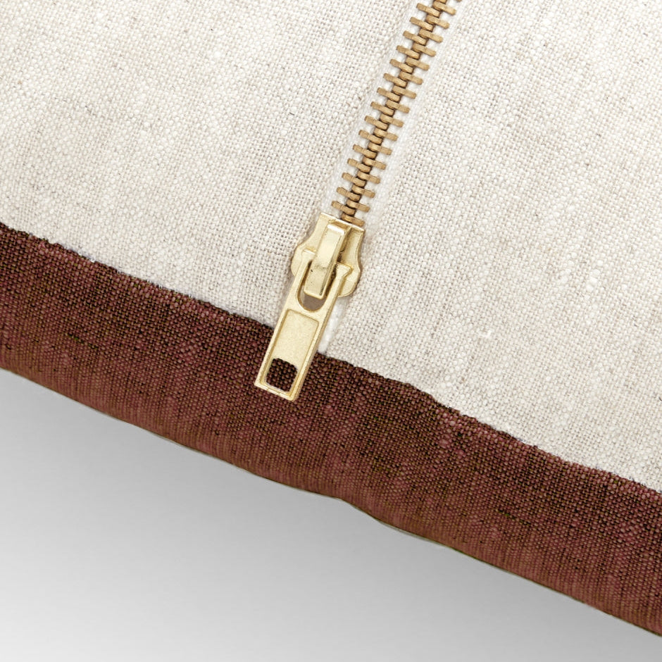 Ex Display - Check Stripe 60cm Square Cushion - Rust Cushion Warran-Local