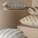 Ex Display - Check 50cm Square Cushion - Sky with Feather Insert Cushion Warran-Local