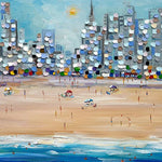 City Beach, By Ekaterina Ermilkina Wall Art Gioia-Local Gold Framed Canvas 80x40cm