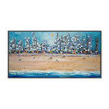 City Beach, By Ekaterina Ermilkina Wall Art Gioia-Local Black Framed Canvas 80x40cm
