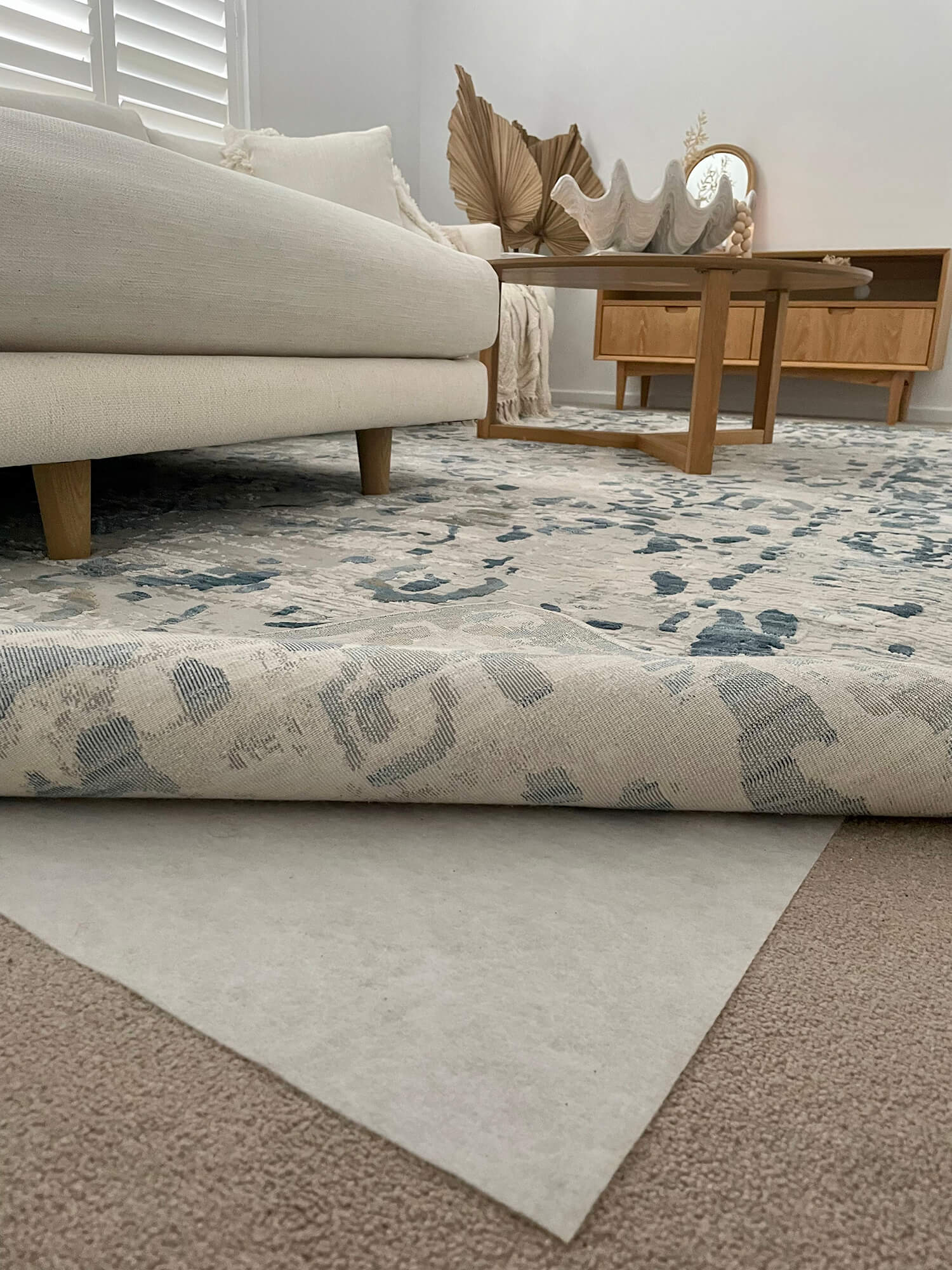 Ex Display - Cloud 160cm x 110cm Recycled Material Anti-Slip Rug Pad / Underlay - White Rug MissAmara-Local