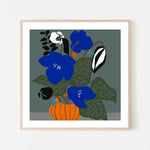 Ex Display - Cobalt Botanic 70cm x 70cm Framed Poster - Black Frame Wall Art Gioia-Local
