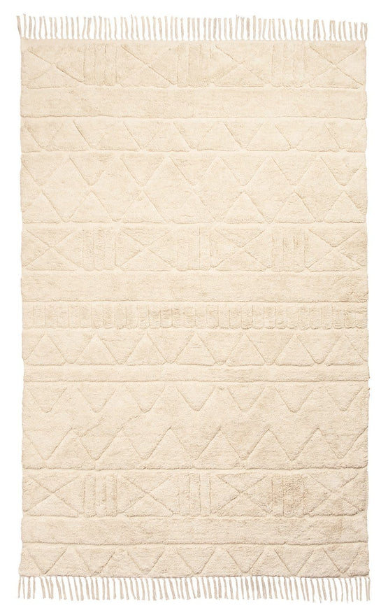 Coco 280cm x 190cm Tribal Textured Washable Shag Rug - Ivory