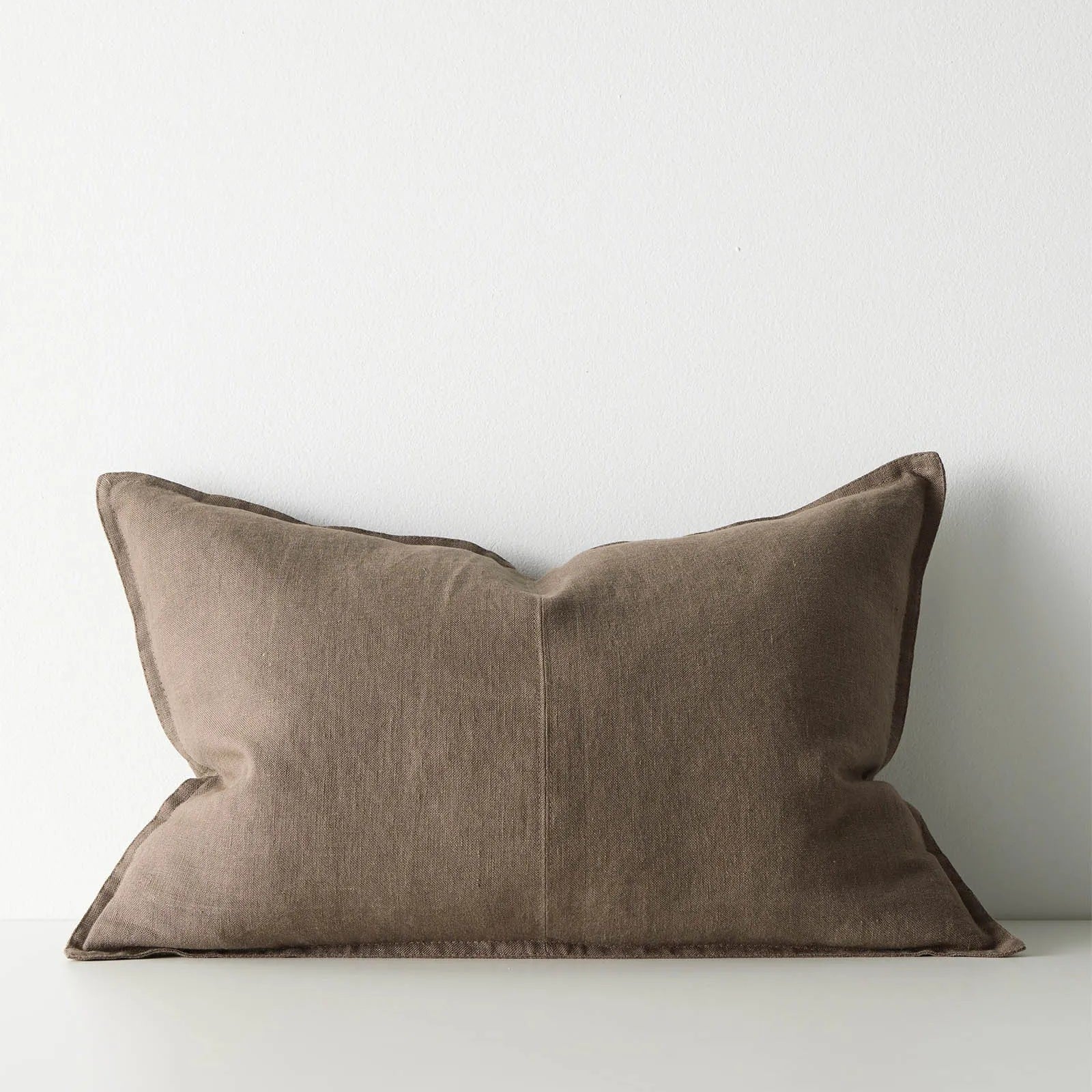 Como Linen Stonewashed Vintage Look Lumbar Cushion Cushion Weave-Local Como Mocha 60cm x 40cm Polyester