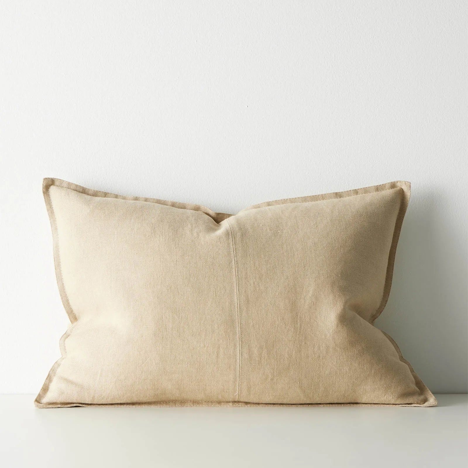 Como Linen Stonewashed Vintage Look Lumbar Cushion Cushion Weave-Local Como Sandstone 60cm x 40cm Polyester