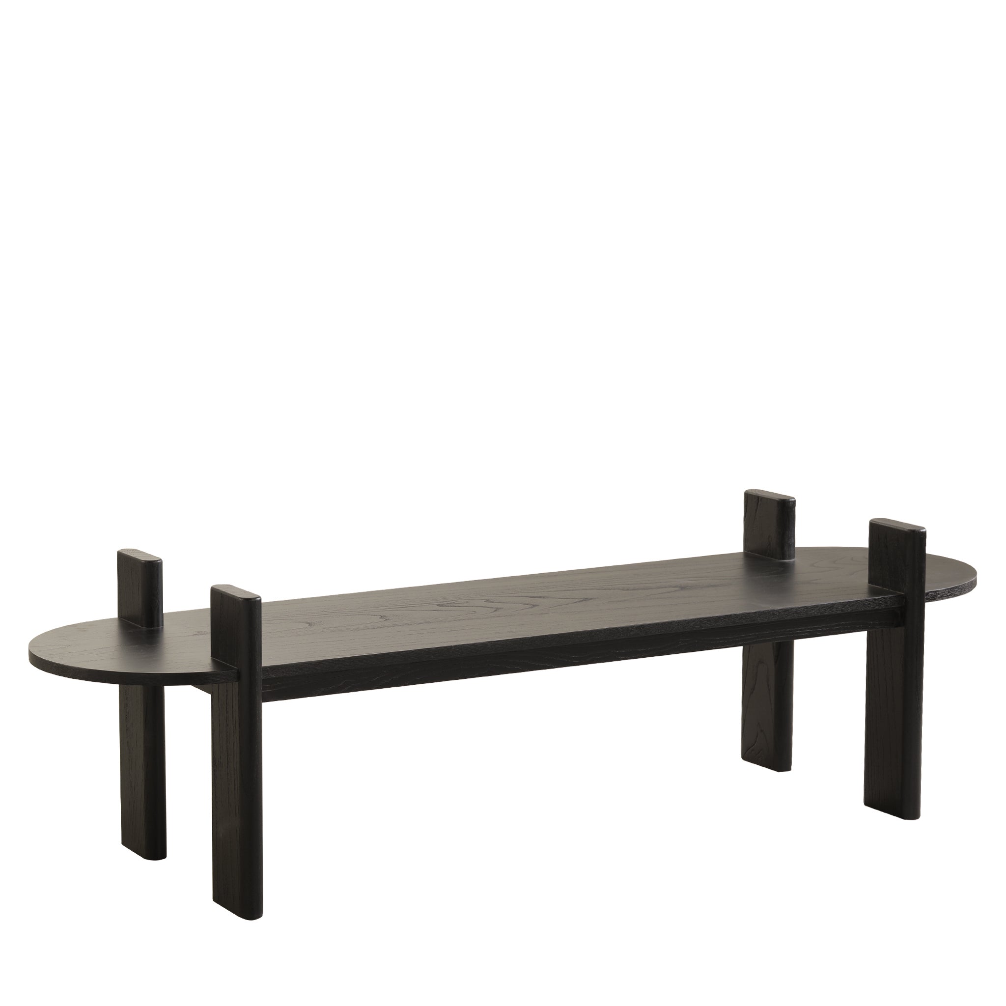Jahoda 1.6m Black Elm Bench - Natural Linen Bench Nicki-Core   
