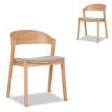 Set of 2 - Davis Natural Dining Chair - Grey Seat Dining Chair Swady-Core