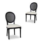 Set of 2 - Lenora Black ELM Dining Chair - Dawn Beige Dining Chair LJ-Core