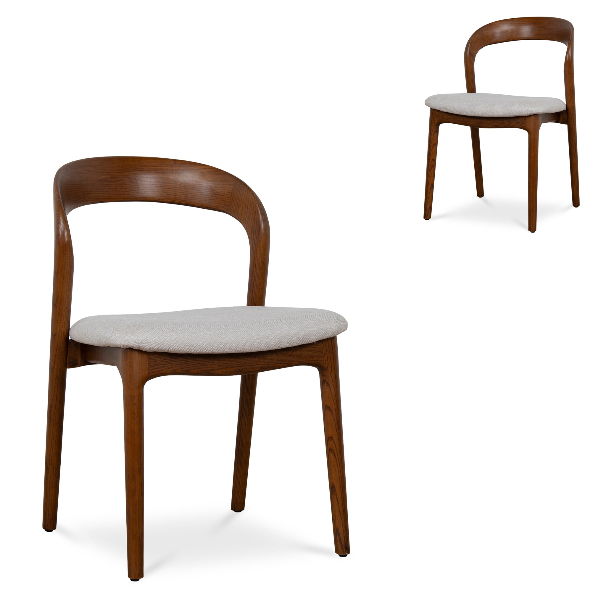 Set of 2 - Marlow Walnut Dining Chair - Naxos Beige Dining Chair Naxos-Core