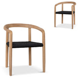 Set of 2 - Renley Natural Dining Chair - Naxos Charcoal Rope Dining Chair Naxos-Core