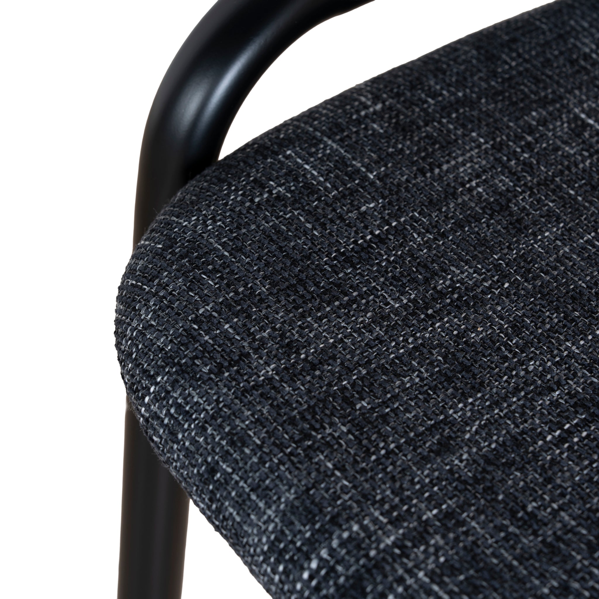 Set of 2 - Florine Fabric Dining Chair - Dark Grey with Rattan Back Dining Chair Swady-Core