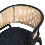 Set of 2 - Florine Fabric Dining Chair - Dark Grey with Rattan Back Dining Chair Swady-Core