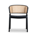 Set of 2 - Florine Fabric Dining Chair - Dark Grey with Rattan Back Dining Chair Swady-Core
