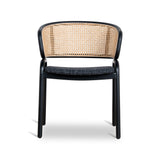Set of 2 - Florine Fabric Dining Chair - Dark Grey with Rattan Back Dining Chair Swady-Core