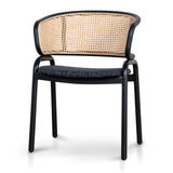 Set of 2 - Florine Fabric Dining Chair - Dark Grey with Rattan Back Dining Chair Swady-Core