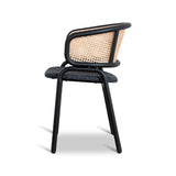 Set of 2 - Florine Fabric Dining Chair - Dark Grey with Rattan Back Dining Chair Swady-Core