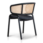 Set of 2 - Florine Fabric Dining Chair - Dark Grey with Rattan Back Dining Chair Swady-Core