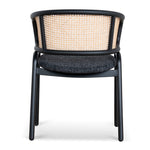 Set of 2 - Florine Fabric Dining Chair - Dark Grey with Rattan Back Dining Chair Swady-Core