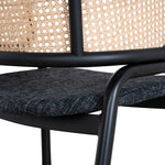 Set of 2 - Florine Fabric Dining Chair - Dark Grey with Rattan Back Dining Chair Swady-Core