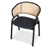 Set of 2 - Florine Fabric Dining Chair - Dark Grey with Rattan Back Dining Chair Swady-Core