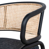Set of 2 - Florine Fabric Dining Chair - Dark Grey with Rattan Back Dining Chair Swady-Core
