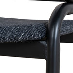 Set of 2 - Florine Fabric Dining Chair - Dark Grey with Rattan Back Dining Chair Swady-Core