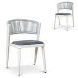 Set of 2 - Marzella Sand White Outdoor Dining Chair - Grey Outdoor Chair Industra-Core