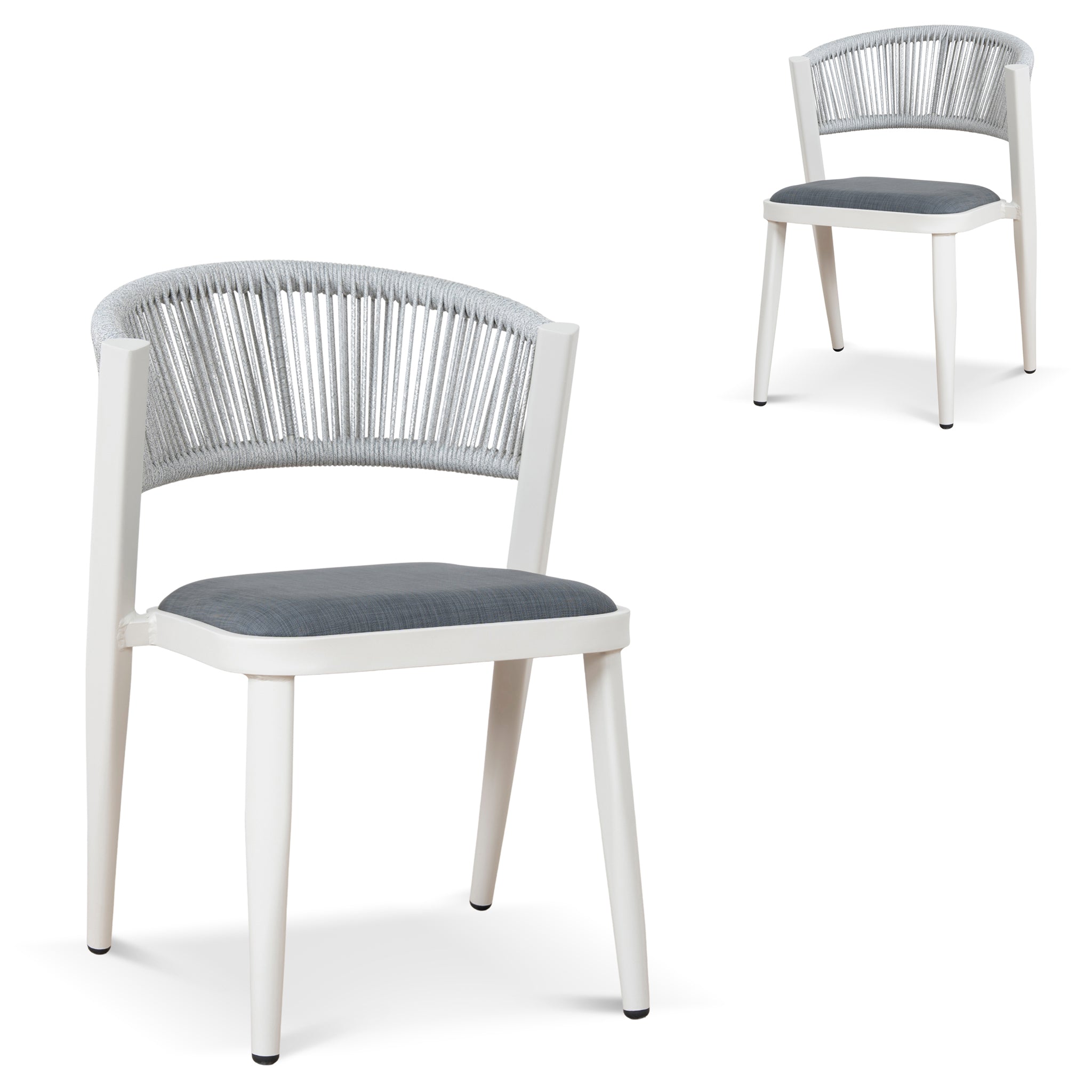 Set of 2 - Marzella Sand White Outdoor Dining Chair - Grey Outdoor Chair Industra-Core