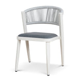Set of 2 - Marzella Sand White Outdoor Dining Chair - Grey Outdoor Chair Industra-Core