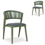 Set of 2 - Marzella Army Green Outdoor Dining Chair - Grey Outdoor Chair Industra-Core