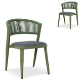 Set of 2 - Marzella Army Green Outdoor Dining Chair - Grey Outdoor Chair Industra-Core