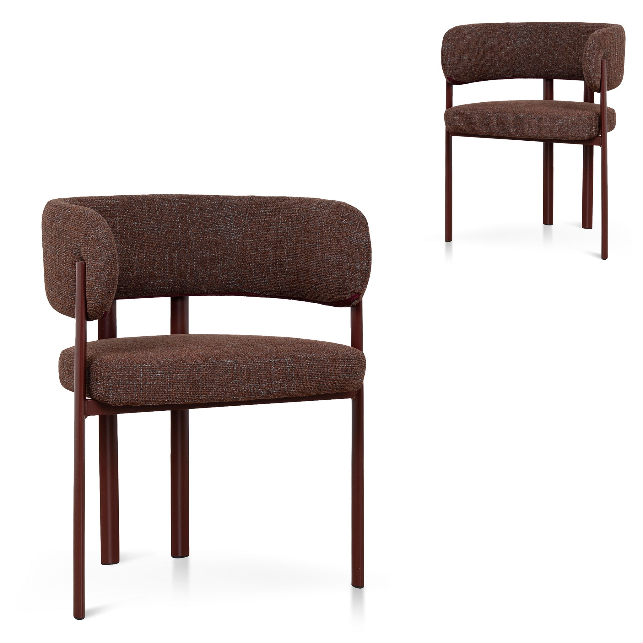 Set of 2 - Elvika Dark Red Dining Chair - Moss Brown Dining Chair Cino-Core
