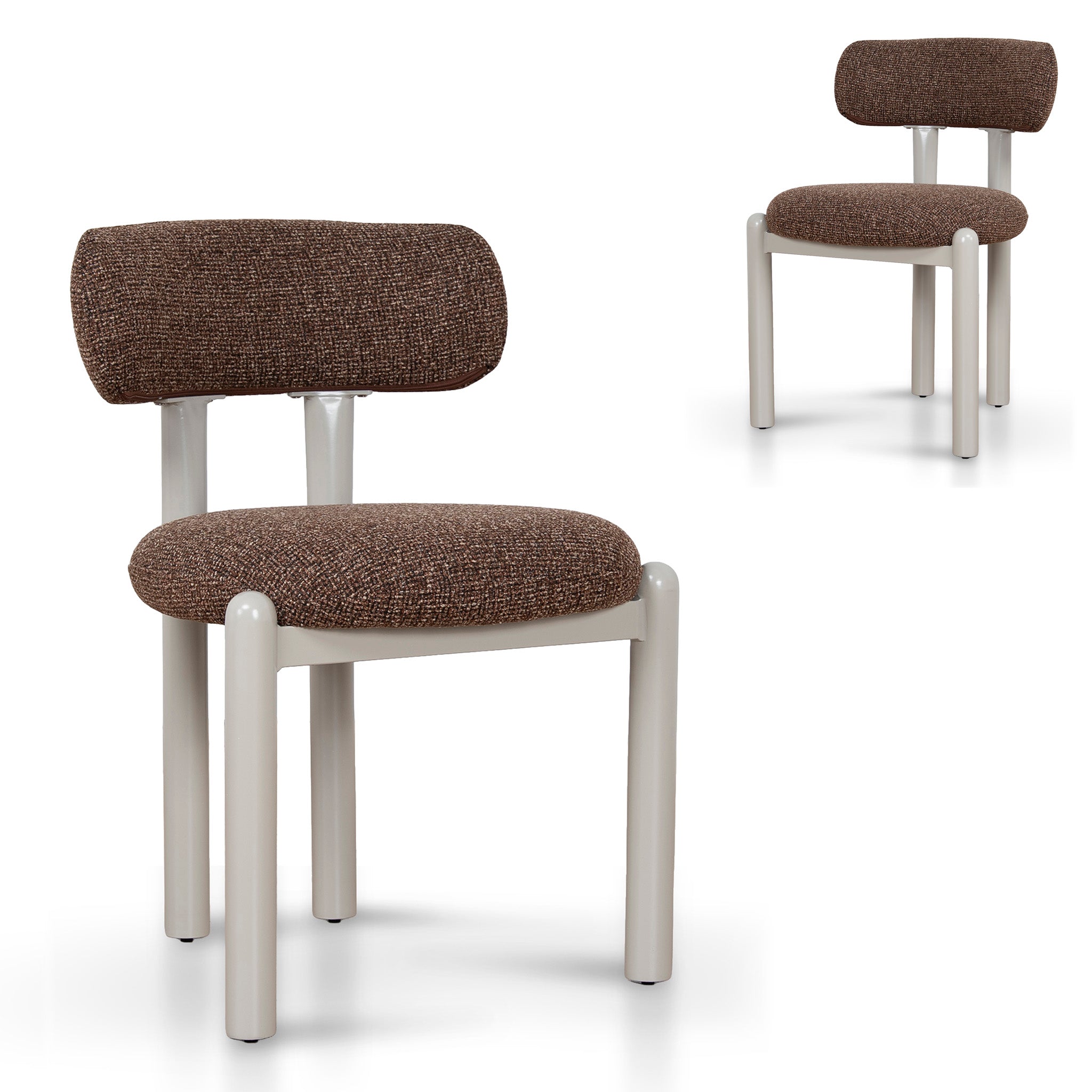 Set of 2 - Thalora Cream Dining Chair - Verona Cinnamon Weave Dining Chair Cino-Core