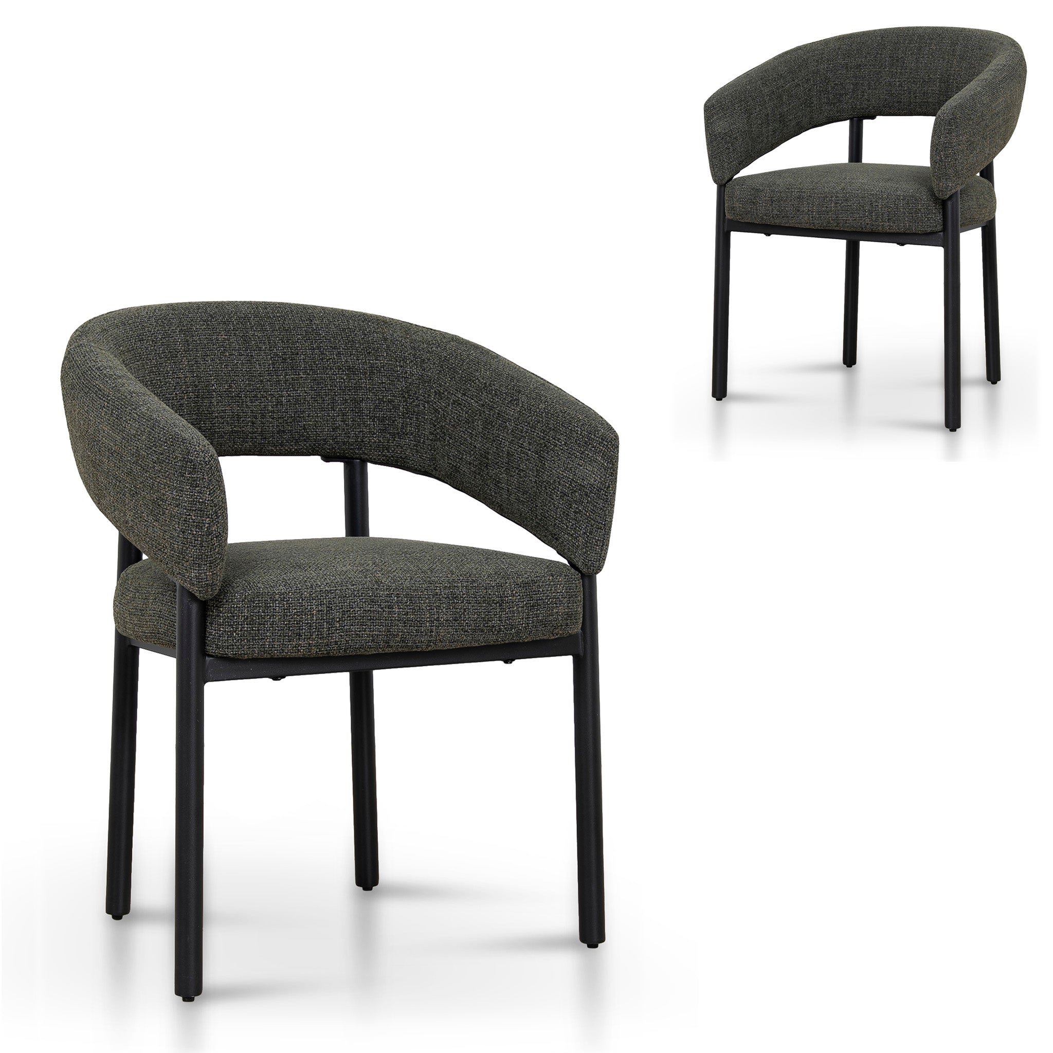 Set of 2 - Calyxo Black Dining Chair - Kaitoke Green Dining Chair Cino-Core