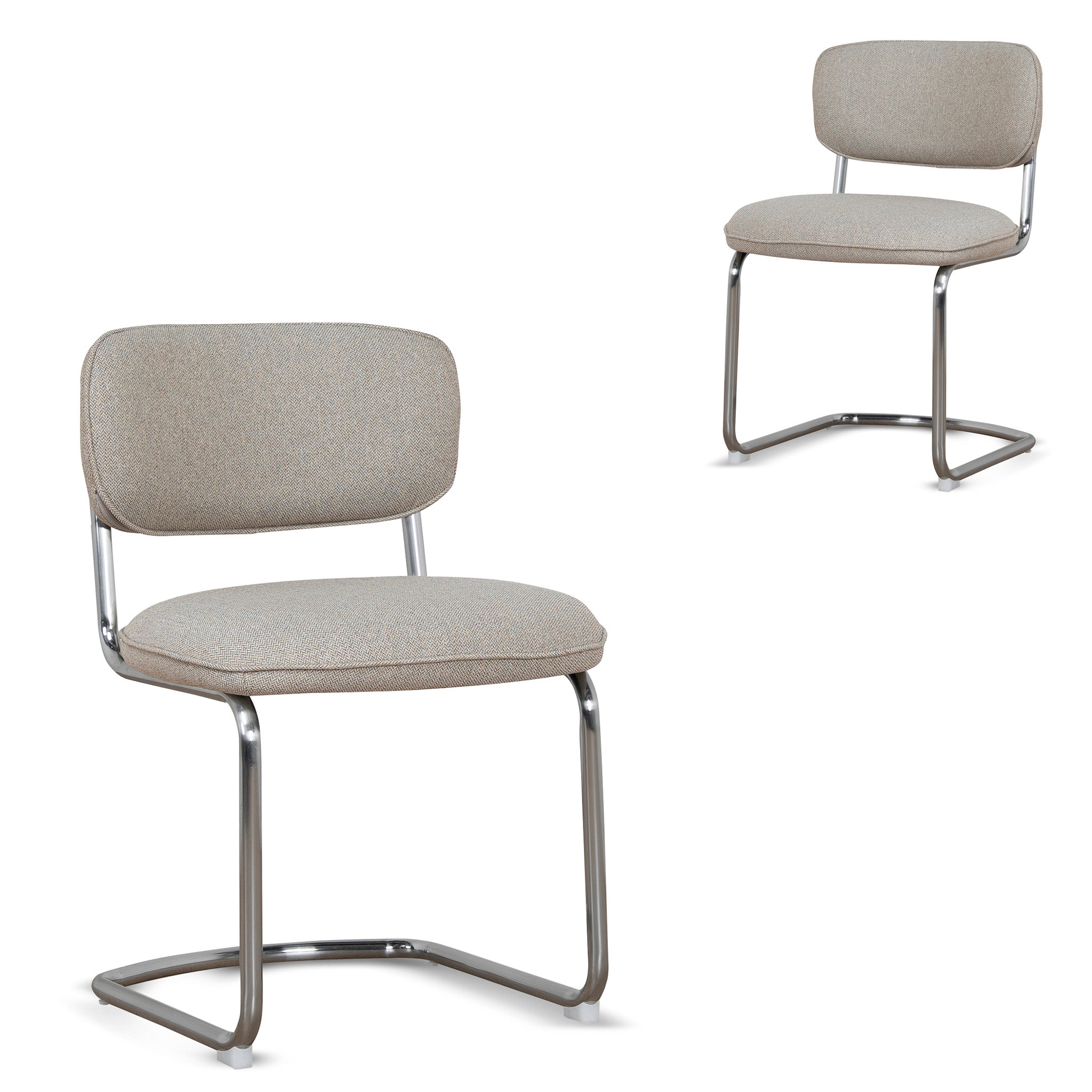Set of 2 - Orynthe Chrome Dining Chair - Henry Beige Dining Chair Cino-Core