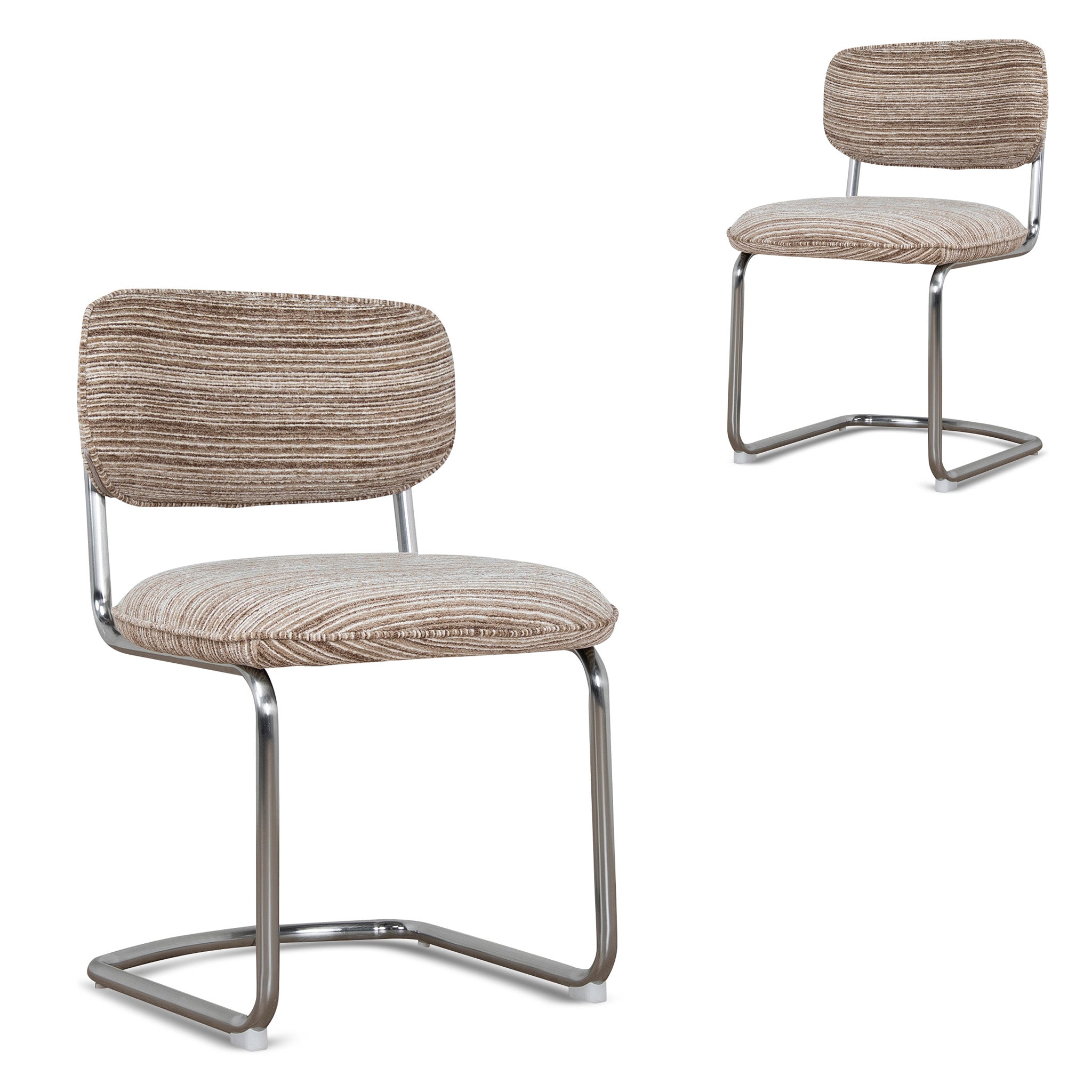 Set of 2 - Orynthe Chrome Dining Chair - Coconut Stripe Dining Chair Cino-Core
