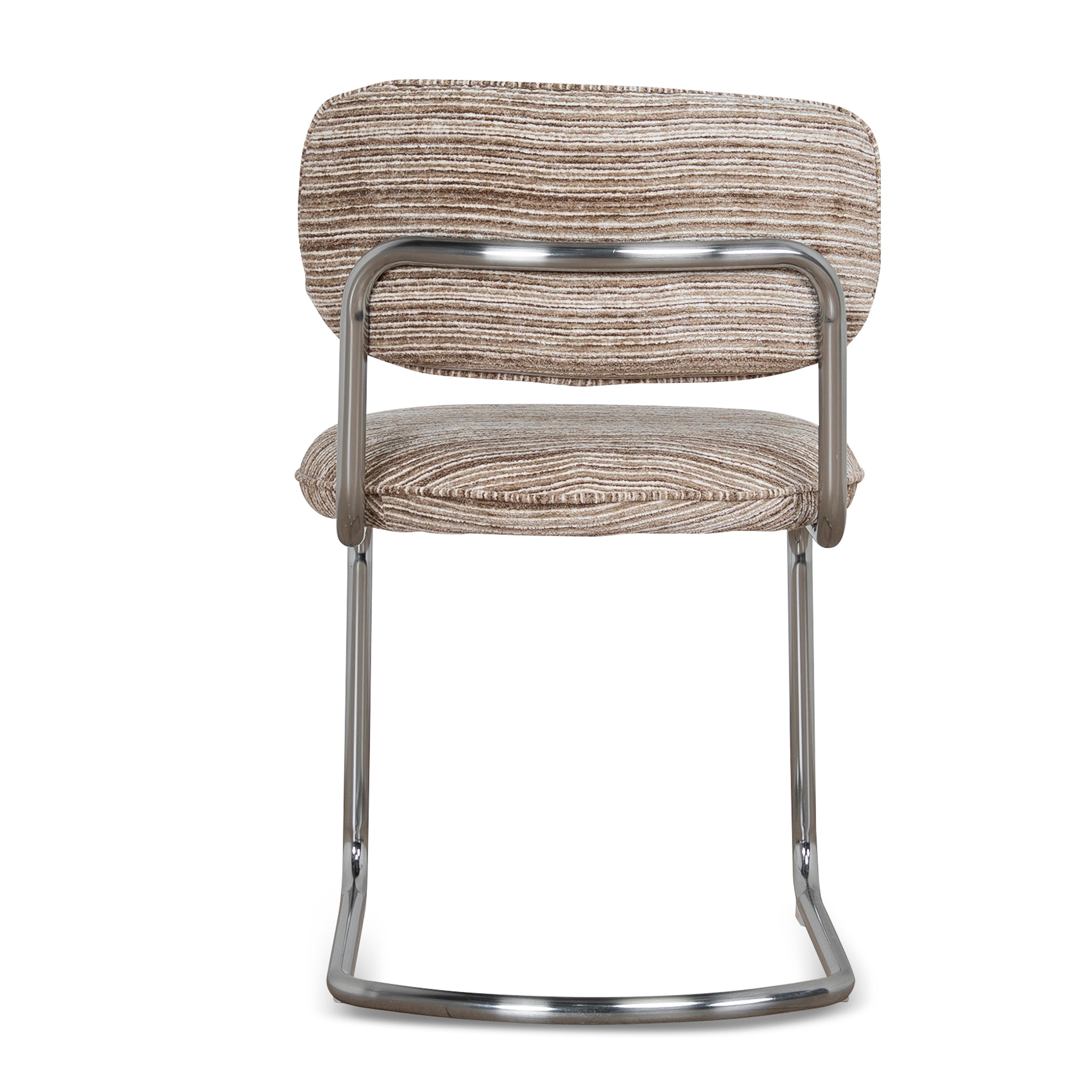Set of 2 - Orynthe Chrome Dining Chair - Coconut Stripe Dining Chair Cino-Core